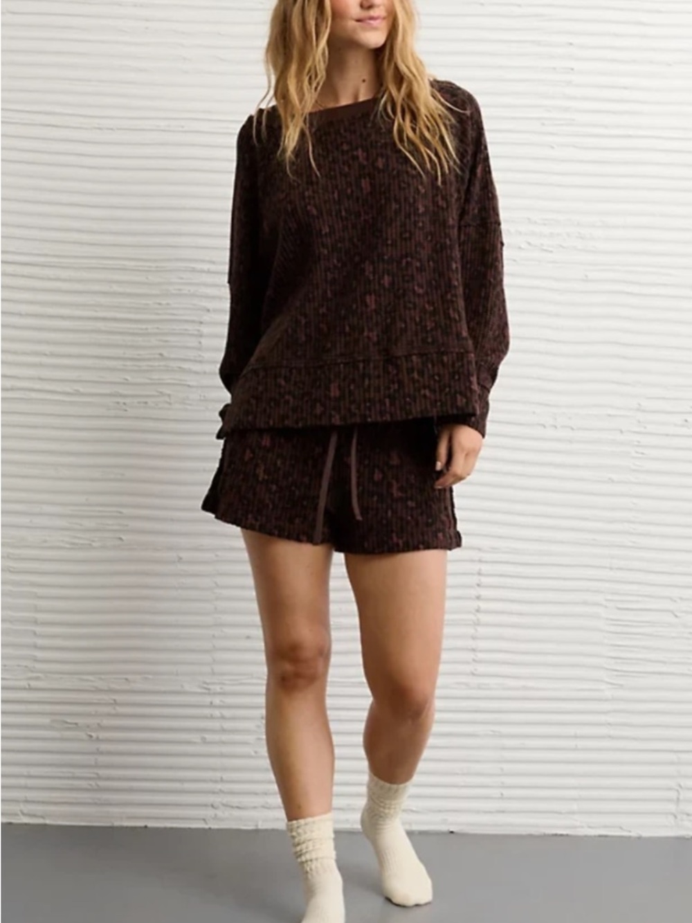 American eagle brown leopard print sweater size small